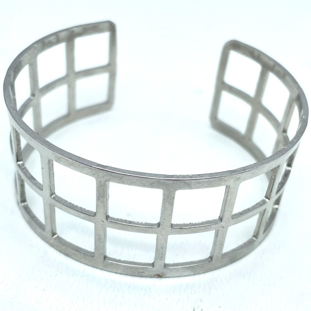 Fashion Adjustable Silver-Tone Classic Cut-Out Window Selma Bridge Cuff Bracelet